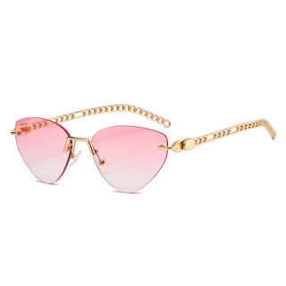 New Cat-Eye Rimmed Sunglasses For Women Metal Chain Glasses Leg Sunglasses For Women Travel Beach Glasses