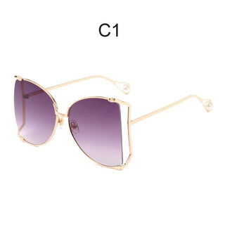 Oversized D Square Sunglasses Women 2023 Luxury Brand Cat Eye Clear Shades Glasses Pearl Fashion Half Frame Sun Glasses Ladies