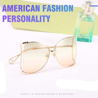 Oversized D Square Sunglasses Women 2023 Luxury Brand Cat Eye Clear Shades Glasses Pearl Fashion Half Frame Sun Glasses Ladies