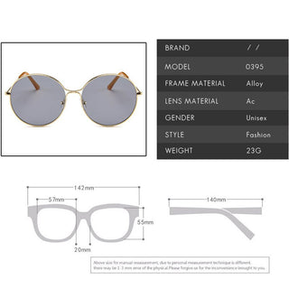 Alloy Round Large Frame Sunglasses Women Vintage Metal Glasses Women Gradient Lens Luxury Sun Glasses Men Oculos