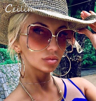 Oversized D Square Sunglasses Women 2023 Luxury Brand Cat Eye Clear Shades Glasses Pearl Fashion Half Frame Sun Glasses Ladies