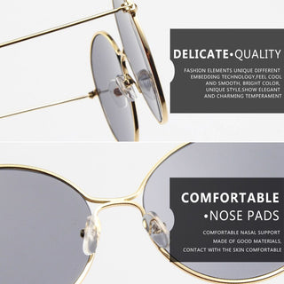 Alloy Round Large Frame Sunglasses Women Vintage Metal Glasses Women Gradient Lens Luxury Sun Glasses Men Oculos