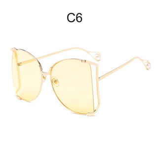 Oversized D Square Sunglasses Women 2023 Luxury Brand Cat Eye Clear Shades Glasses Pearl Fashion Half Frame Sun Glasses Ladies