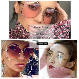 Oversized D Square Sunglasses Women 2023 Luxury Brand Cat Eye Clear Shades Glasses Pearl Fashion Half Frame Sun Glasses Ladies