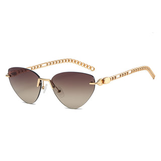 New Cat-Eye Rimmed Sunglasses For Women Metal Chain Glasses Leg Sunglasses For Women Travel Beach Glasses