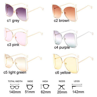 Oversized D Square Sunglasses Women 2023 Luxury Brand Cat Eye Clear Shades Glasses Pearl Fashion Half Frame Sun Glasses Ladies