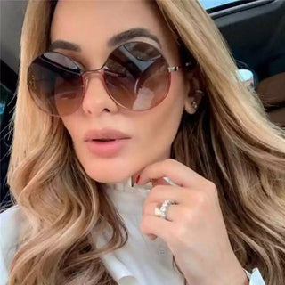 Alloy Round Large Frame Sunglasses Women Vintage Metal Glasses Women Gradient Lens Luxury Sun Glasses Men Oculos