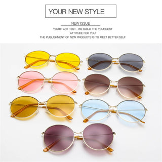 Alloy Round Large Frame Sunglasses Women Vintage Metal Glasses Women Gradient Lens Luxury Sun Glasses Men Oculos