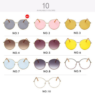 Alloy Round Large Frame Sunglasses Women Vintage Metal Glasses Women Gradient Lens Luxury Sun Glasses Men Oculos