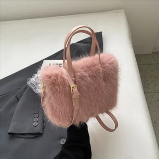 Faux Fox Plush Crossbody Bag